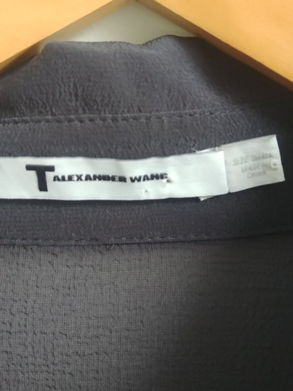 T by Alexander Wang 100% silk semi sheer black button down shirt top Small - Picture 8 of 16